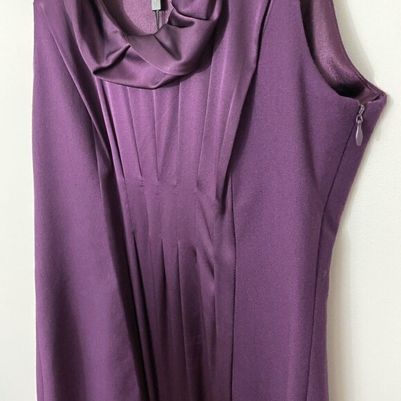 Elie Tahari Sonya Dress Sz 2 Eggplant Purple Wool Silk Fitted Cowl Neck $448 NWT - Picture 4 of 16
